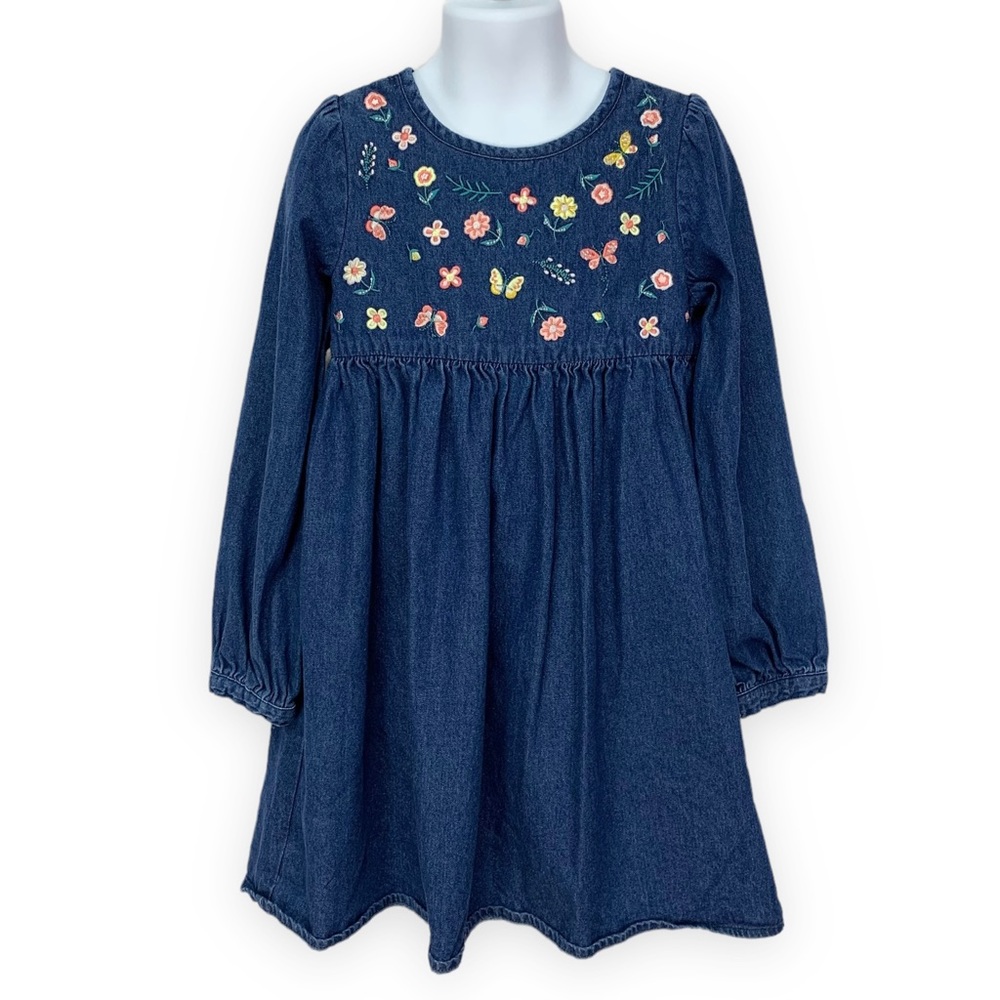 Gillian's Closet Girls Denim Embroidered Dress Size: 6